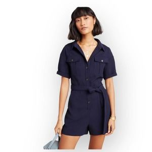 Anthropologie Greylin Delton Utility Romper Size Medium Navy Blue